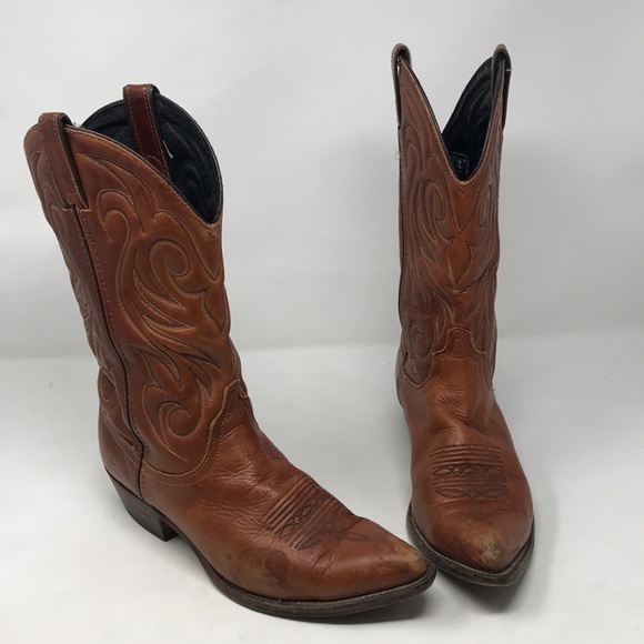 Brown Leather Cowboy Boots Western Mens 
